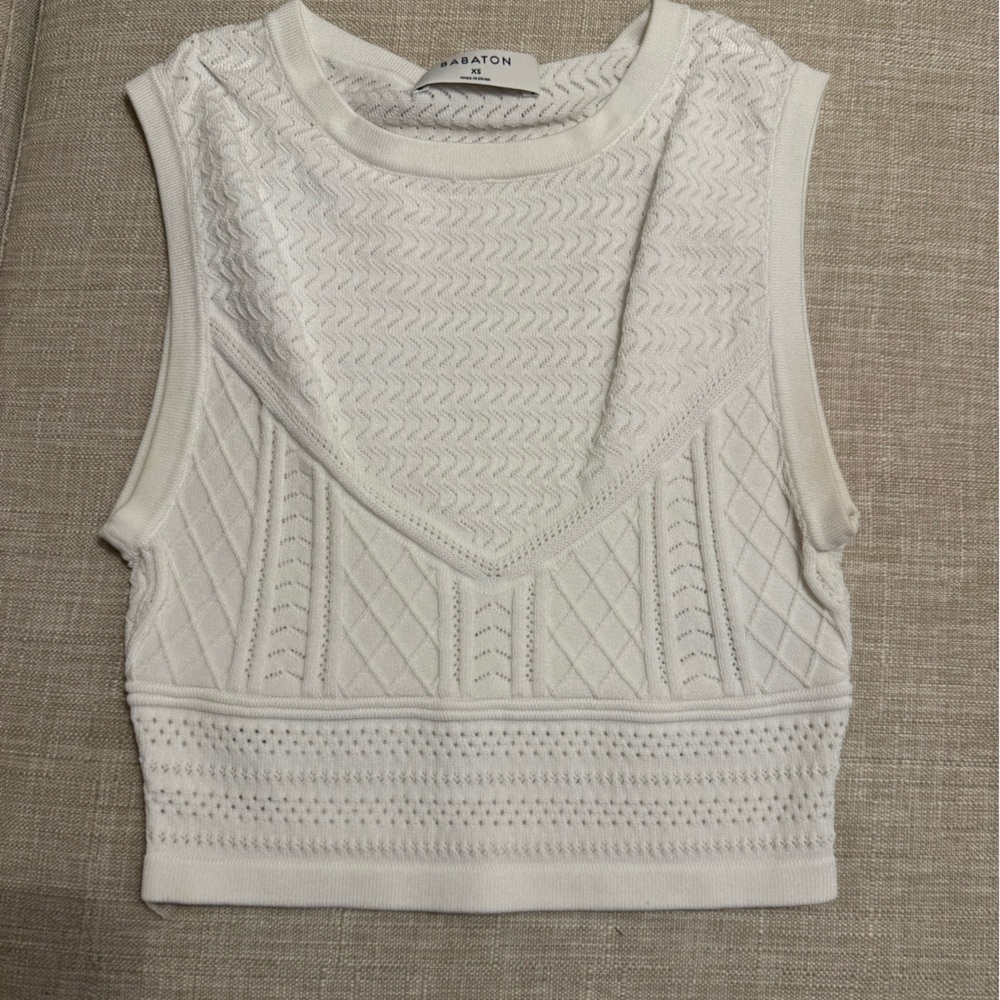 Babaton Cream Textured Knit Top